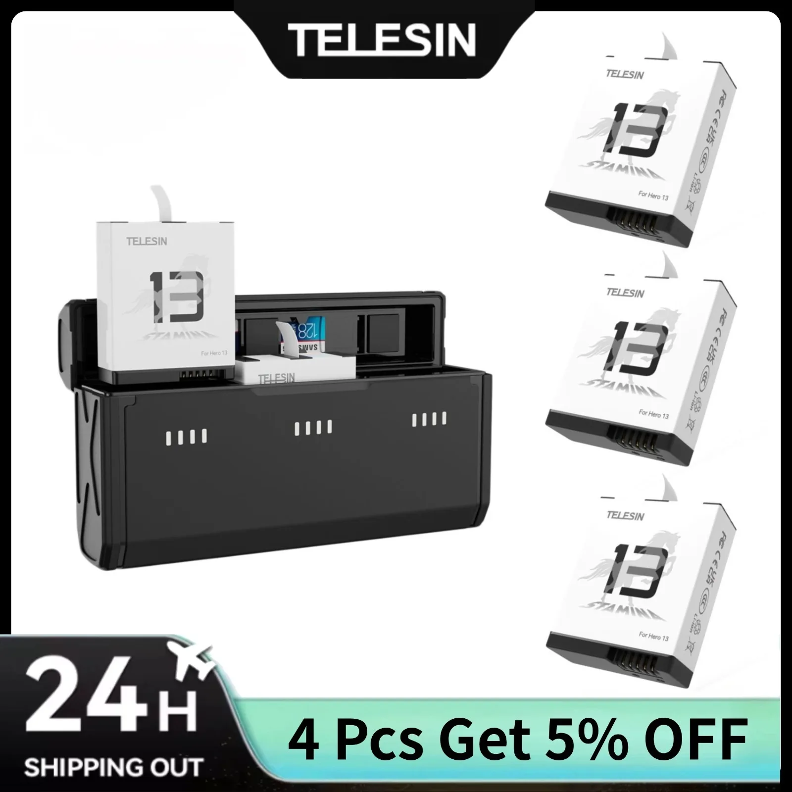 TELESIN Portable Fast Charging - Gopro Action Camera Hero 13 Black ulasan dan harga