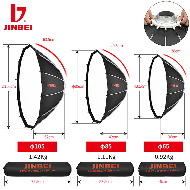 JINBEI 65  Quick Open Paraboli - Photography Lighting Kits ulasan dan harga